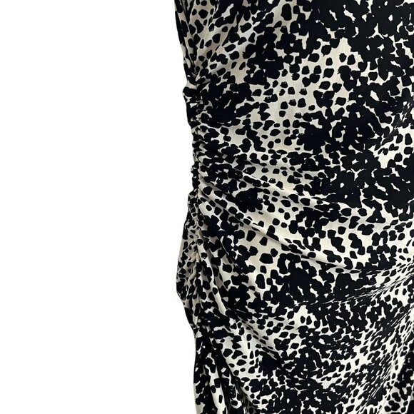 Norma Kamali Black White Abstract‎ Animal Print Spotted Ruched Dress Size Medium - Picture 10 of 10